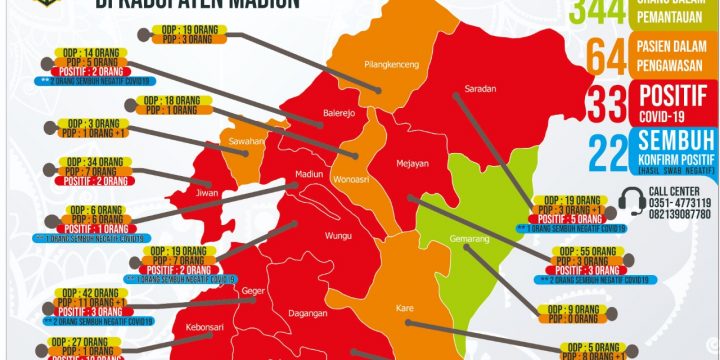Peta dan infografis persebaran Covid-19 di Kabupaten Madiun per 12 Juni 2020
