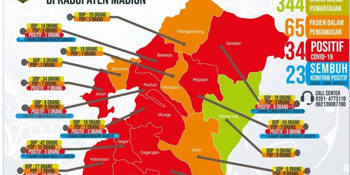 Peta dan infografis persebaran Covid-19 di Kabupaten Madiun per 15 Juni 2020