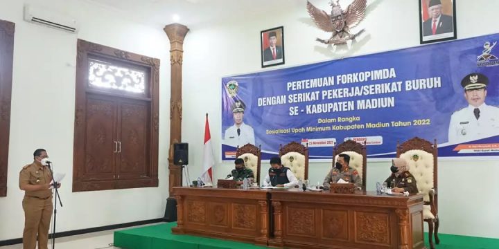 Forkopimda Kabupaten Madiun Adakan Pertemuan dengan Serikat Pekerja untuk Sosialisasi UMK